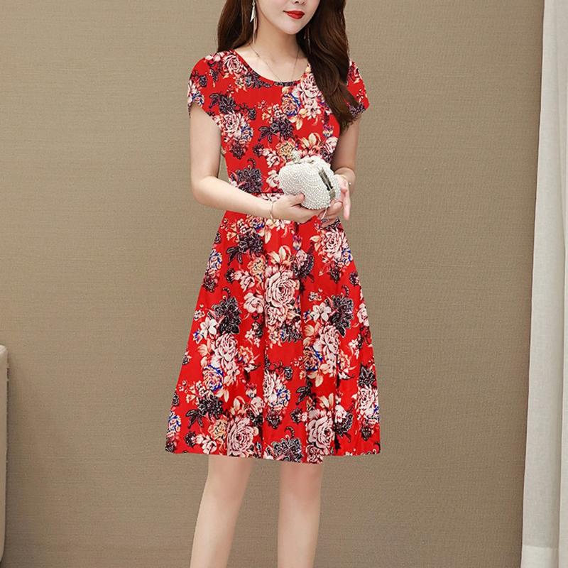 Women Fashion Summer dresses Lady Elegant O-Neck Short Sleeve Printing Knee Length Dress High waist elegant dresses ropa mujer
Women Fashion Summer dresses Lady Elegant O-Neck Short Sleeve Printing Knee Length Dress High waist elegant dresses ropa mujer