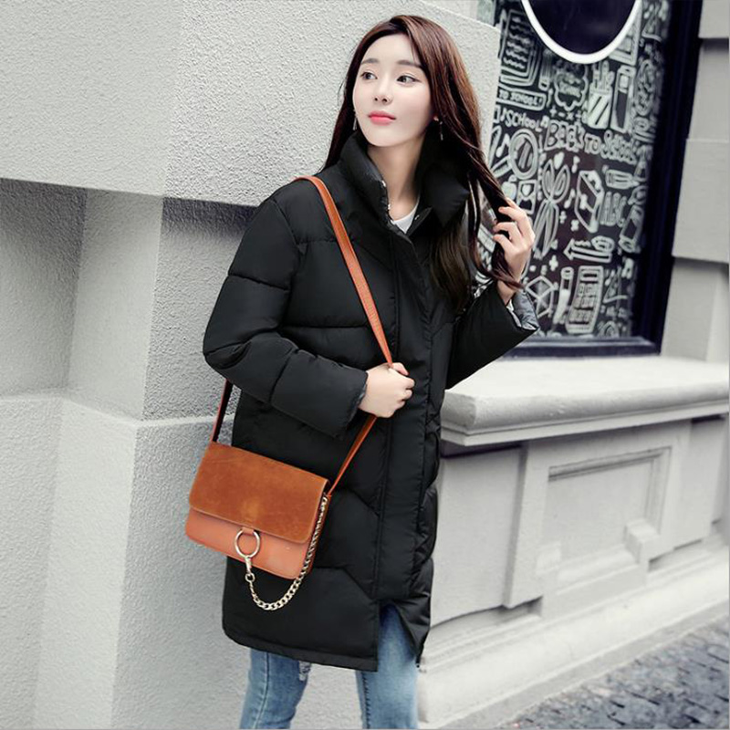 Women's Down & Parkas Winter Women Parka Pink Kawaii Bubble Coat Slim Solid Puffer Jacket Womens Coats Thick Long Black