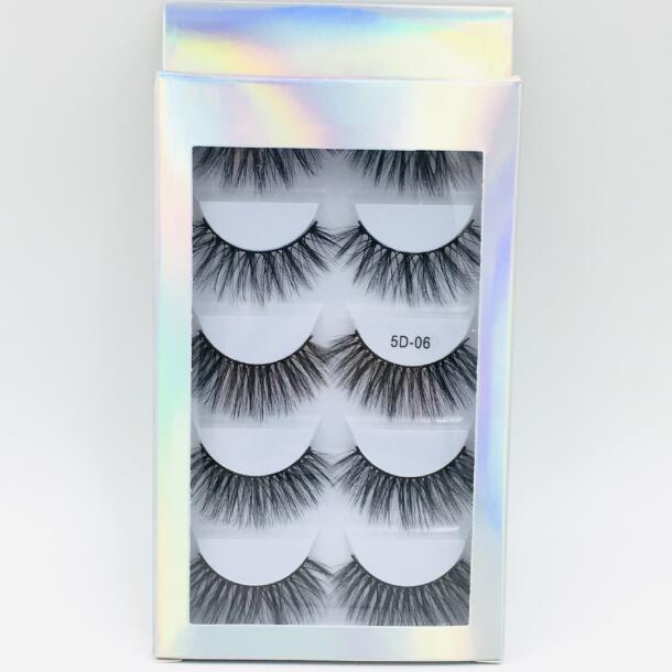 Laser Packaging 5 Pairs mink lashes set handmade reusable false eyelashes makeup accessories thick natural long 6 models available DHL Free