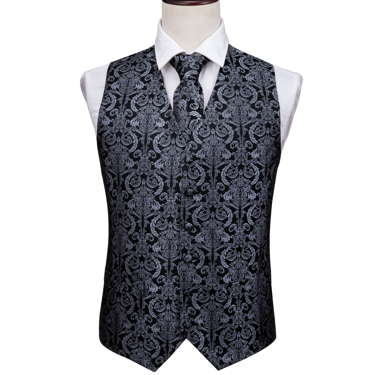 Fast Shipping Men's Classic Black Paisley Silk Jacquard Waistcoat Vest Tie Pocket Square Cufflinks Set Fashion Party Wedding MJ-2003
Fast Shipping Men's Classic Black Paisley Silk Jacquard Waistcoat Vest Tie Pocket Square Cufflinks Set Fashion Party Wedding MJ-2003