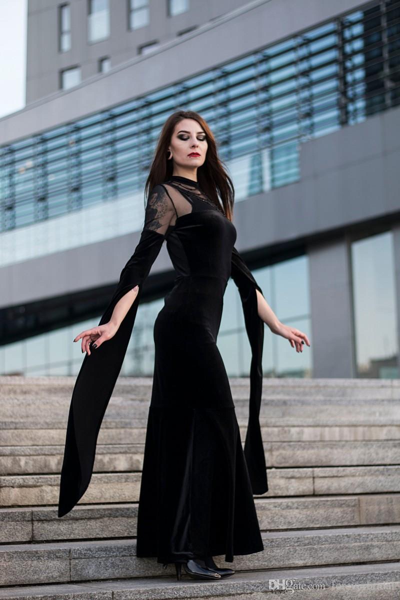 Unique Design Special Occasion Dresses Sexy Black Tulle Jewel Neck Evening Dress Long Sleeve Floor Length Mermaid Dress