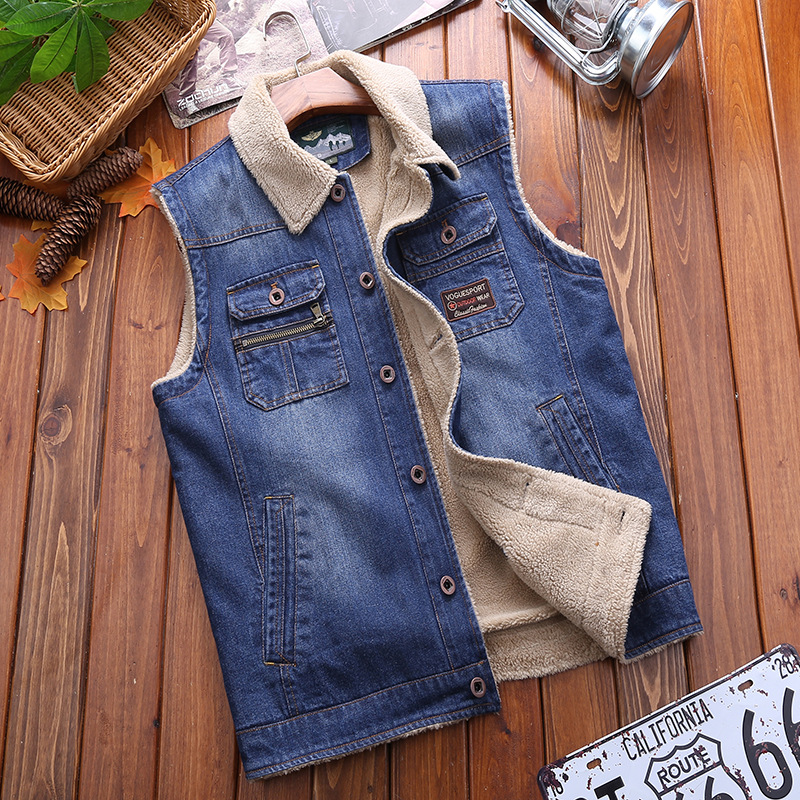 New Mens Velvet Denim Vest High Quality Multi-pocket Casual Cowboy Vest Warm Fleece Collar Outerwear Coat -4XL, Black blue
New Mens Velvet Denim Vest High Quality Multi-pocket Casual Cowboy Vest Warm Fleece Collar Outerwear Coat -4XL, Black blue