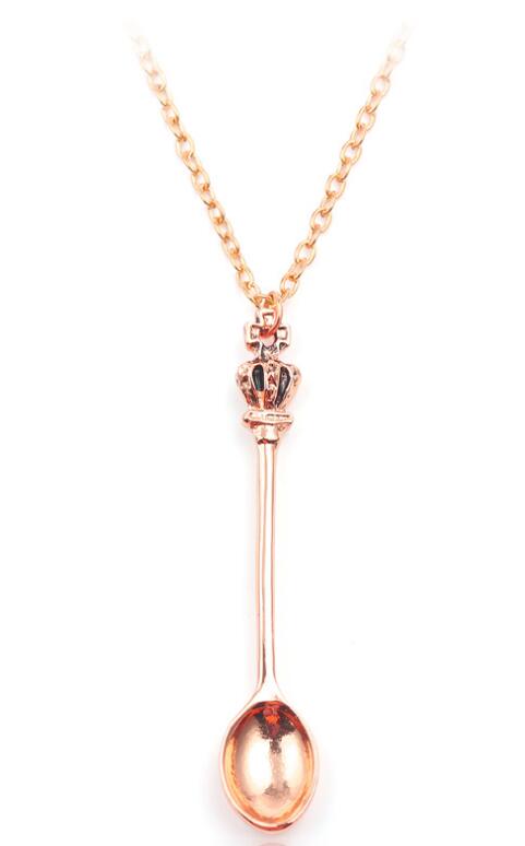 jewelry Chain gold silver crown mini necklace, spoon Pendant necklace