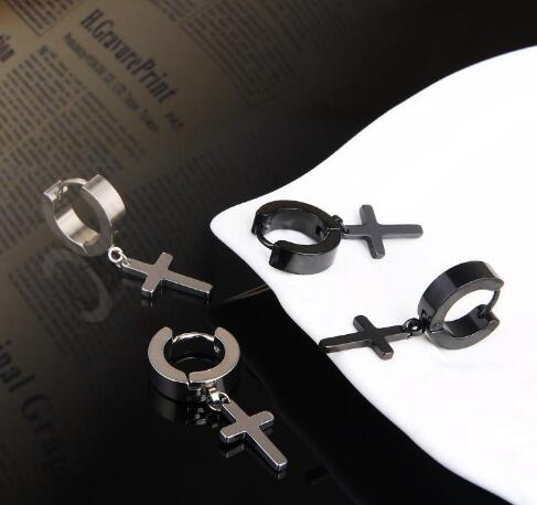 7 Colors earring Allergy Free Cross Ear Clasp Fashionable Titanium Punk Ear Studs Stainless Steel Earrings GB1586
