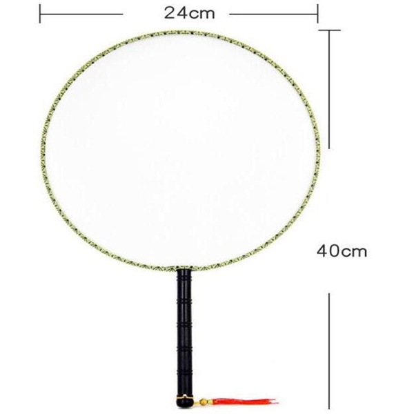24cm DIY Blank White Silk Hand Fans Student Children Hand Painting Fine Art Programs Chinese Palace Round Fan