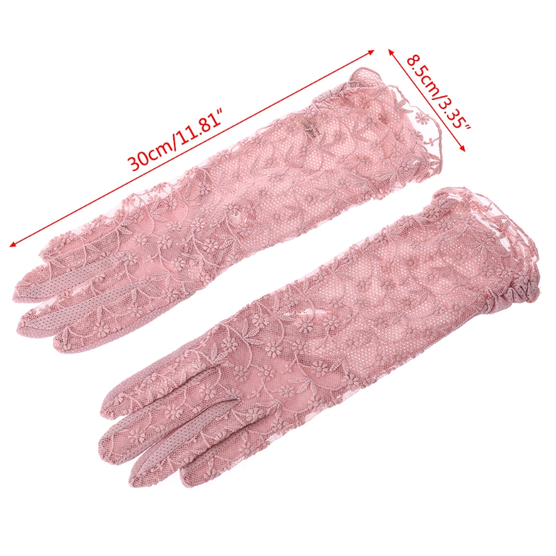 Fashion- Women Anti UV Anti Slip Driving Gloves Lace Goves Lady