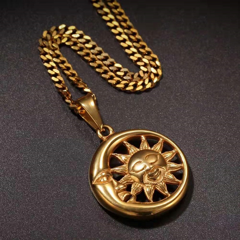 iced out cartoon sun pendant necklaces for men luxury designer mens new moon pendants stainless steel cuban link chain necklace jewelry gift
iced out cartoon sun pendant necklaces for men luxury designer mens new moon pendants stainless steel cuban link chain necklace jewelry gift