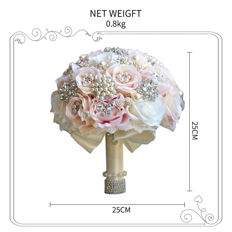 Stunning Rhinestone Wedding Bouquet Bride Bridal Bouquets Handmade Holder Artificial Flowers Valentine's Day Confession Party Church