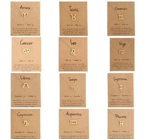 12 zodiac Necklaces with Gift card constellation sign Pendant Gold chains Necklace For Men Women Fashion Jewelry in Bulk GB1531
12 zodiac Necklaces with Gift card constellation sign Pendant Gold chains Necklace For Men Women Fashion Jewelry in Bulk GB1531
