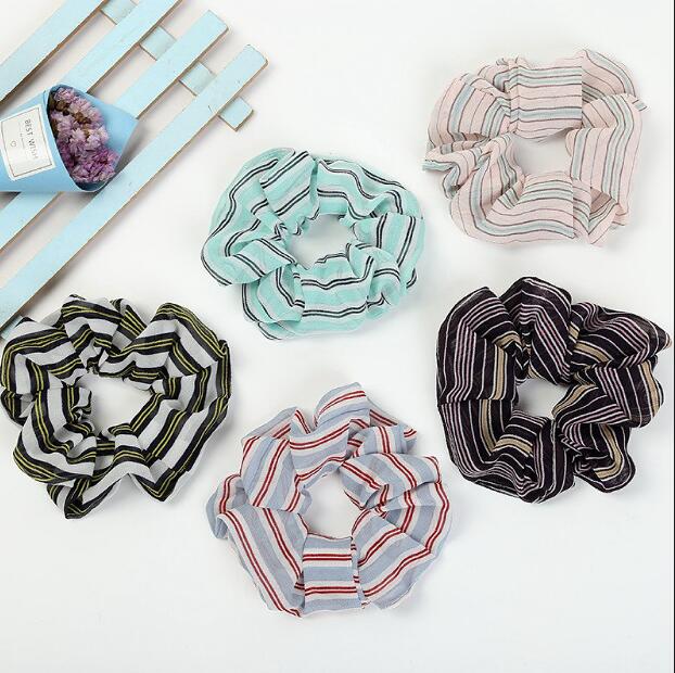 Women Lady Girl Gingham Plaid Hair Scrunchy Headband Ring Elastic Hair Bun rope Sports Dance Scrunchie Soft chiffon Hair bands FJ3358