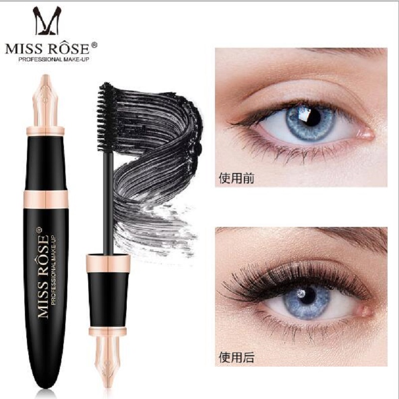 

Miss Rose Fountain Pen Shape 4D Silk Fiber Lash Mascara Waterproof Rimel 3d Mascara For Eyelash Extension Black Thick Lengthening, Black 7401-296h