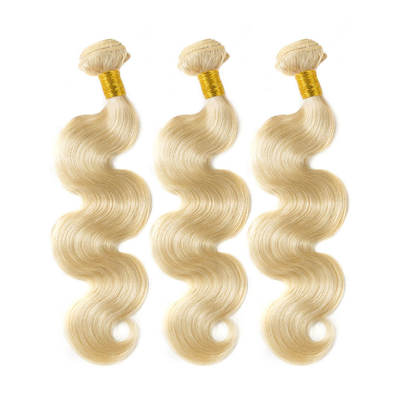 Brazilian Peruvian Virgin Human Hair Blonde Color 3 Bundles With 6X6 Lace Closure 4 Pieces/lot Body Wave 613#