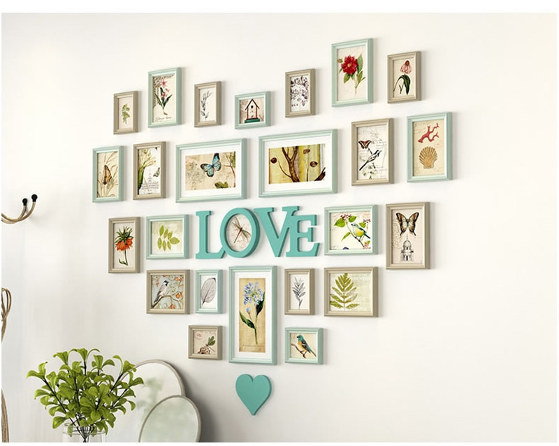 Romantic Heartshaped Po Frame Wall Decoration 25 piecesset Wedding Picture Frame Home Decor Bedroom Combination Frames Set9947624