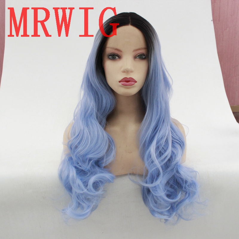 MRWIG short dark roots ombre blue long wavy middle part 26in 150%density synthetic glueless front lace wig
MRWIG short dark roots ombre blue long wavy middle part 26in 150%density synthetic glueless front lace wig