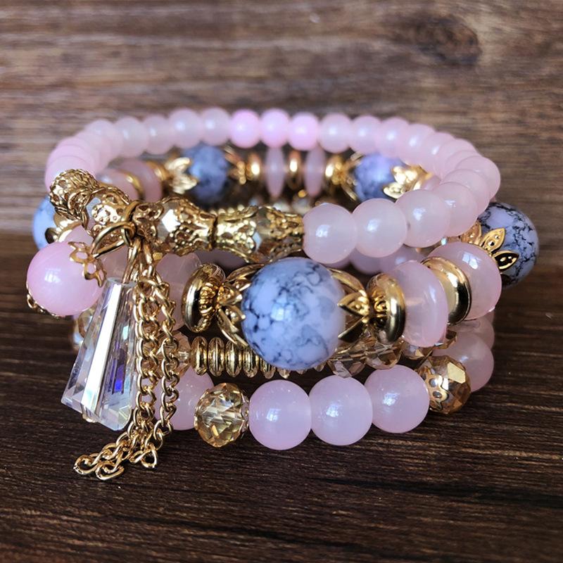 Hot Bohemian Bracelets Middle East Marine Style Original Design Multi-Layer Ring Beaded Crystal Bracelet Women Fashion Jewelry