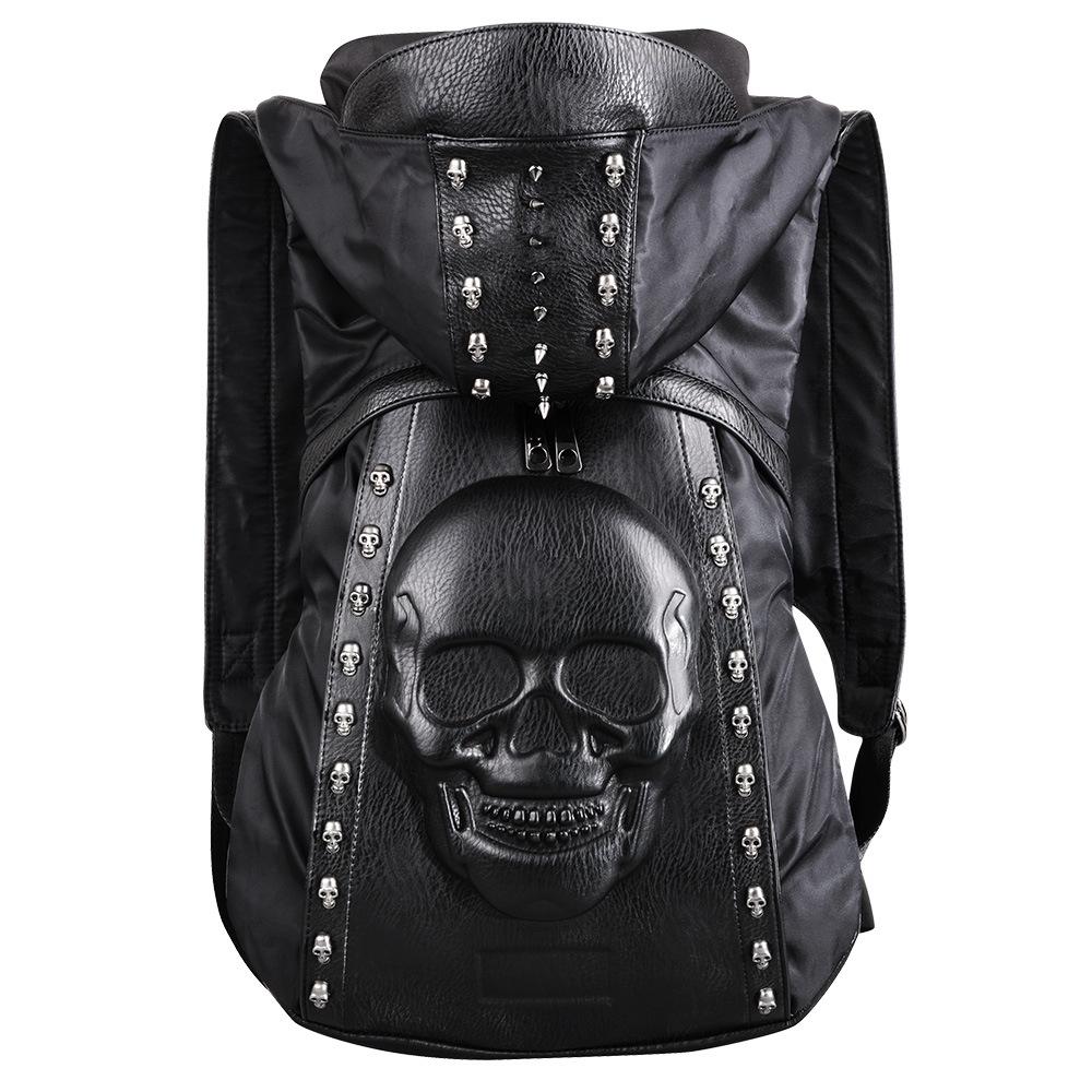 3D Skull Leather Backpack Rivets Skull Backpack with Hood Cap Apparel Bag Cross Bags, Black
3D Skull Leather Backpack Rivets Skull Backpack with Hood Cap Apparel Bag Cross Bags, Black