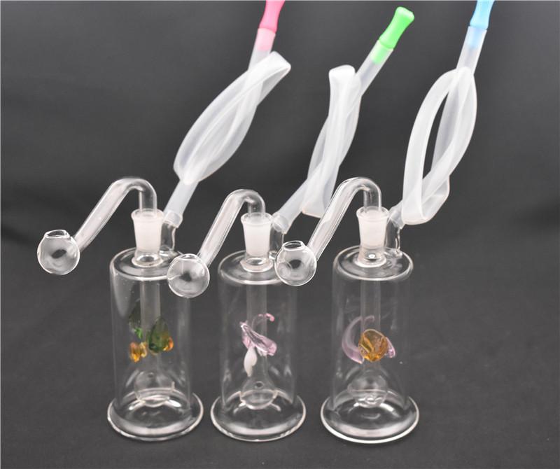 Mini Glass Beaker Bongs Water Pipes 5.0 Inch Height With 10mm Joint Cheap Glass Oil Rigs Bongs with glass oil burner and hose