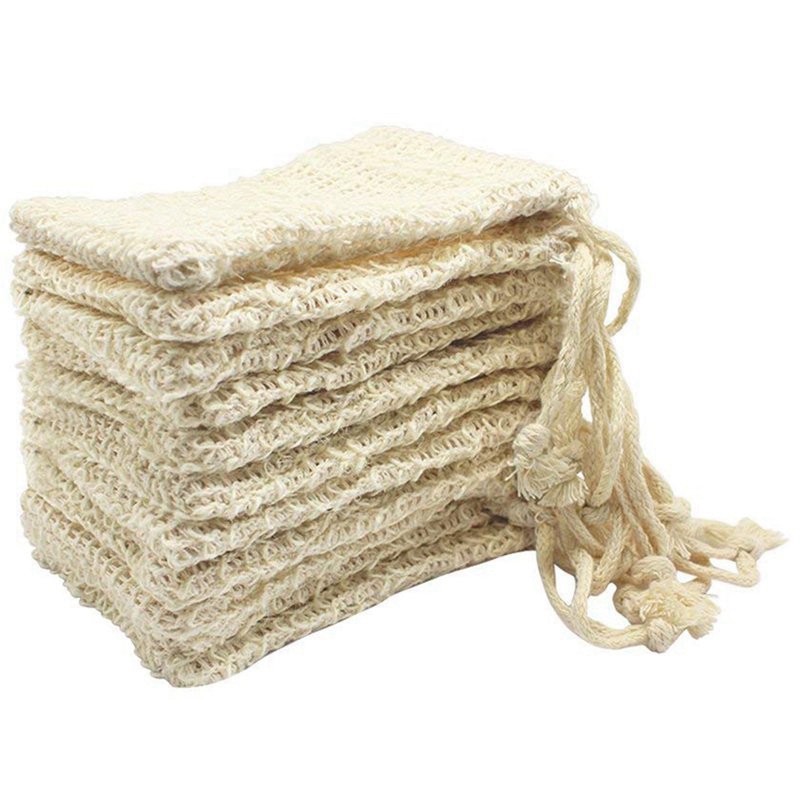 Shower Bath Sisal Soap Bag Natural Sisal Soap Bag Exfoliating Saver Pouch Holder 50Pcs1