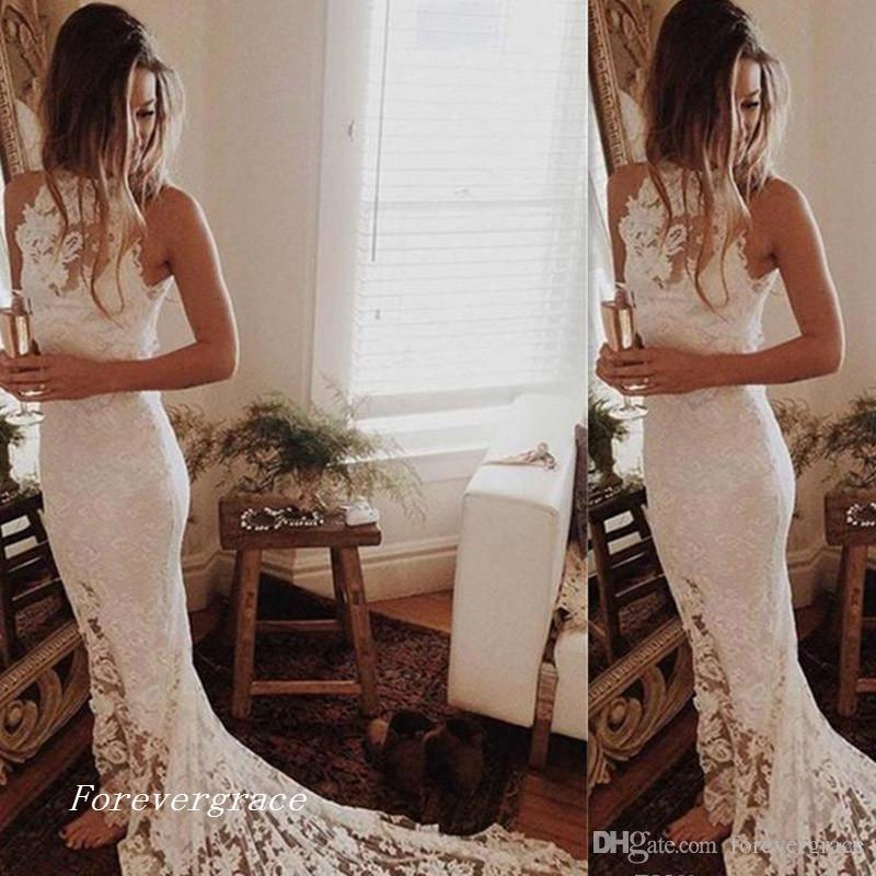 2019 Bohemian Unique Reception Wedding Dress Lace Court Train Long Boho Bridal Gown Plus Size Custom Made