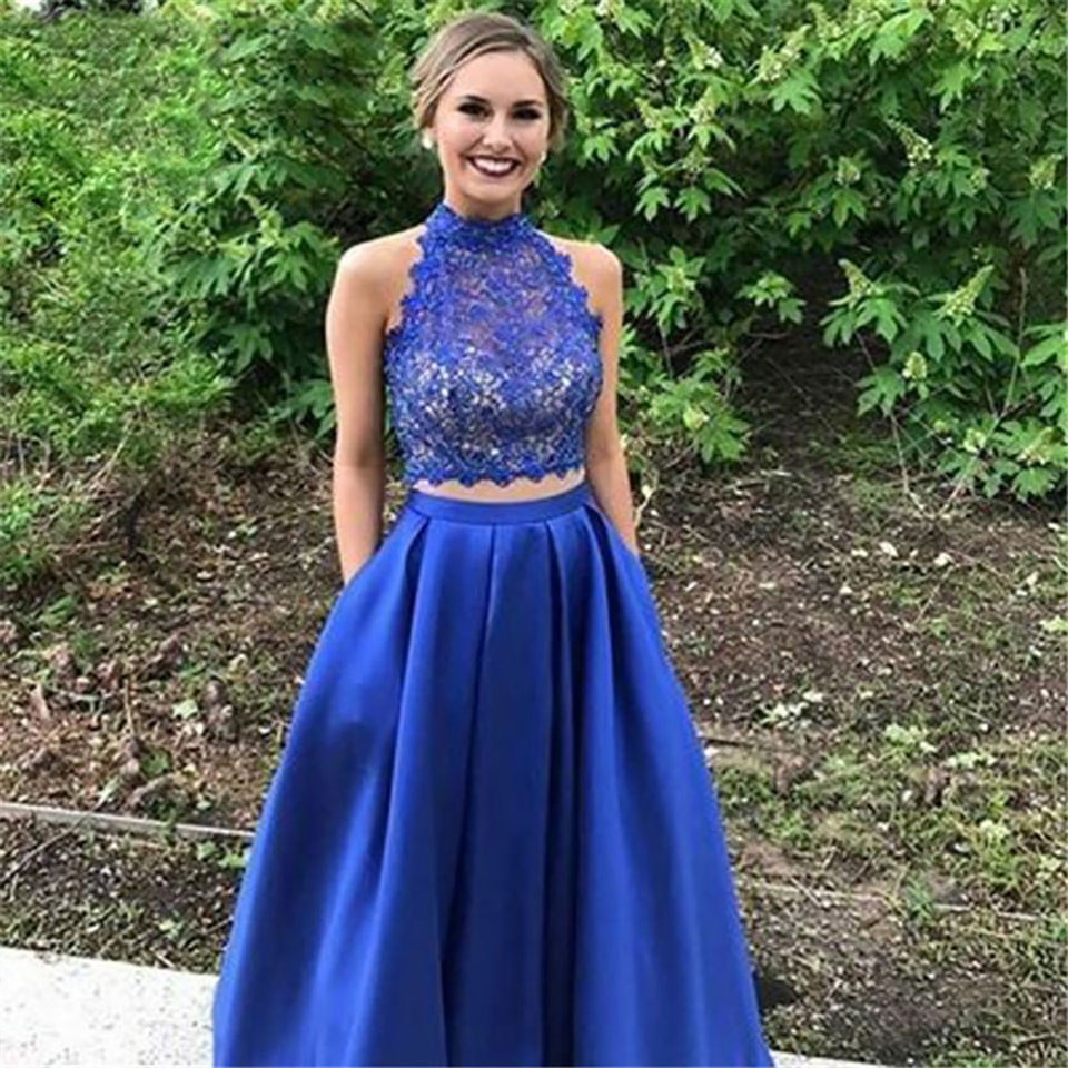 Blue Two Pieces Light Blue Bridesmaids Dresses For Women New Elegant Lace Wedding Party Dress Long Floor Length Prom Party Gowns