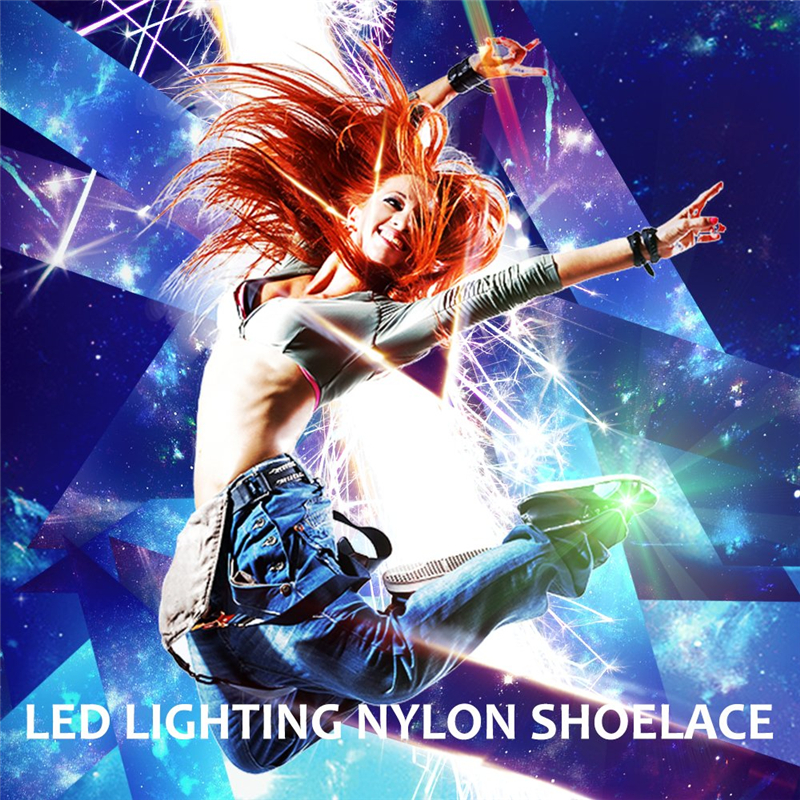 LED Light Up Shoelaces with colorful Flashing Disco Lighting Glow Nylon Strap for Night Party Hip-hop Dancing