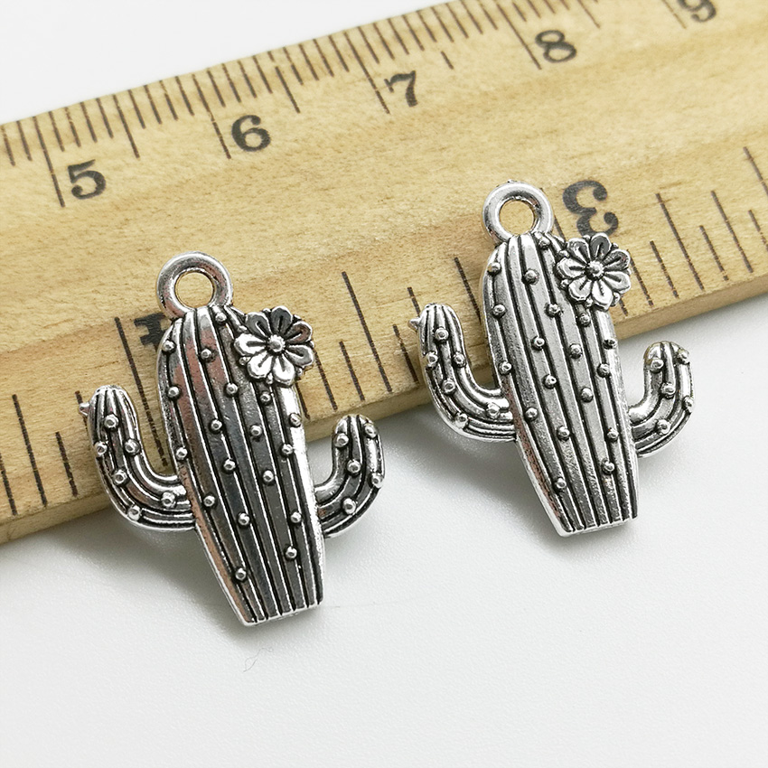 100pcs flower cactus Charms Pendants Retro Jewelry Accessories DIY Antique silver Pendant For Bracelet Earrings Keychain 2015mm