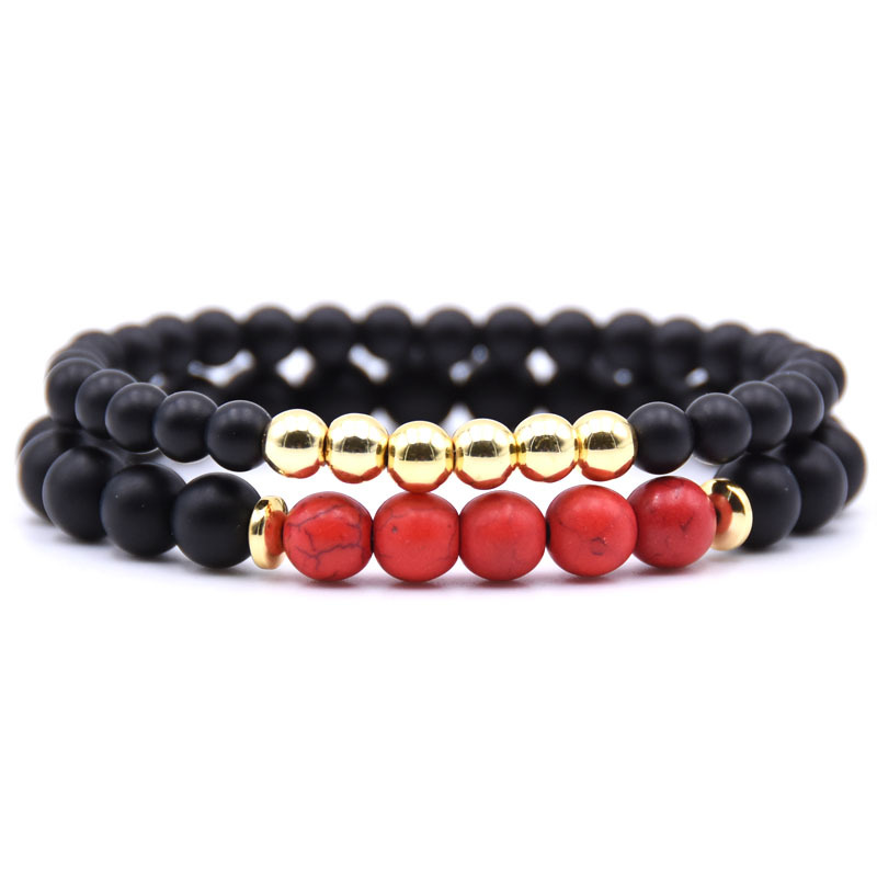 Wood Bead Bracelet Tibetan Buddhism Meditation Spicy Prayer Bead Men's Elastic Natural Stone Copper Bead Bracelet Set