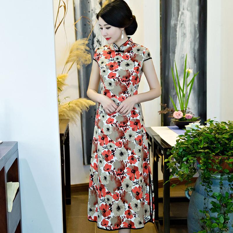 2020 Summer Elegant Short Sleeve Cotton Linen Classic Qipao Long Cheongsam Vintage Mandarin Collar Chinese Women Dress Plus Size
2020 Summer Elegant Short Sleeve Cotton Linen Classic Qipao Long Cheongsam Vintage Mandarin Collar Chinese Women Dress Plus Size