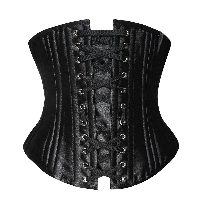 26 Double Boned Steel Bone Waist Trainer Body Shaper Satin Underbust Corset Women Slim Modeling Strap Belly Slimming Sheath Belt Black White