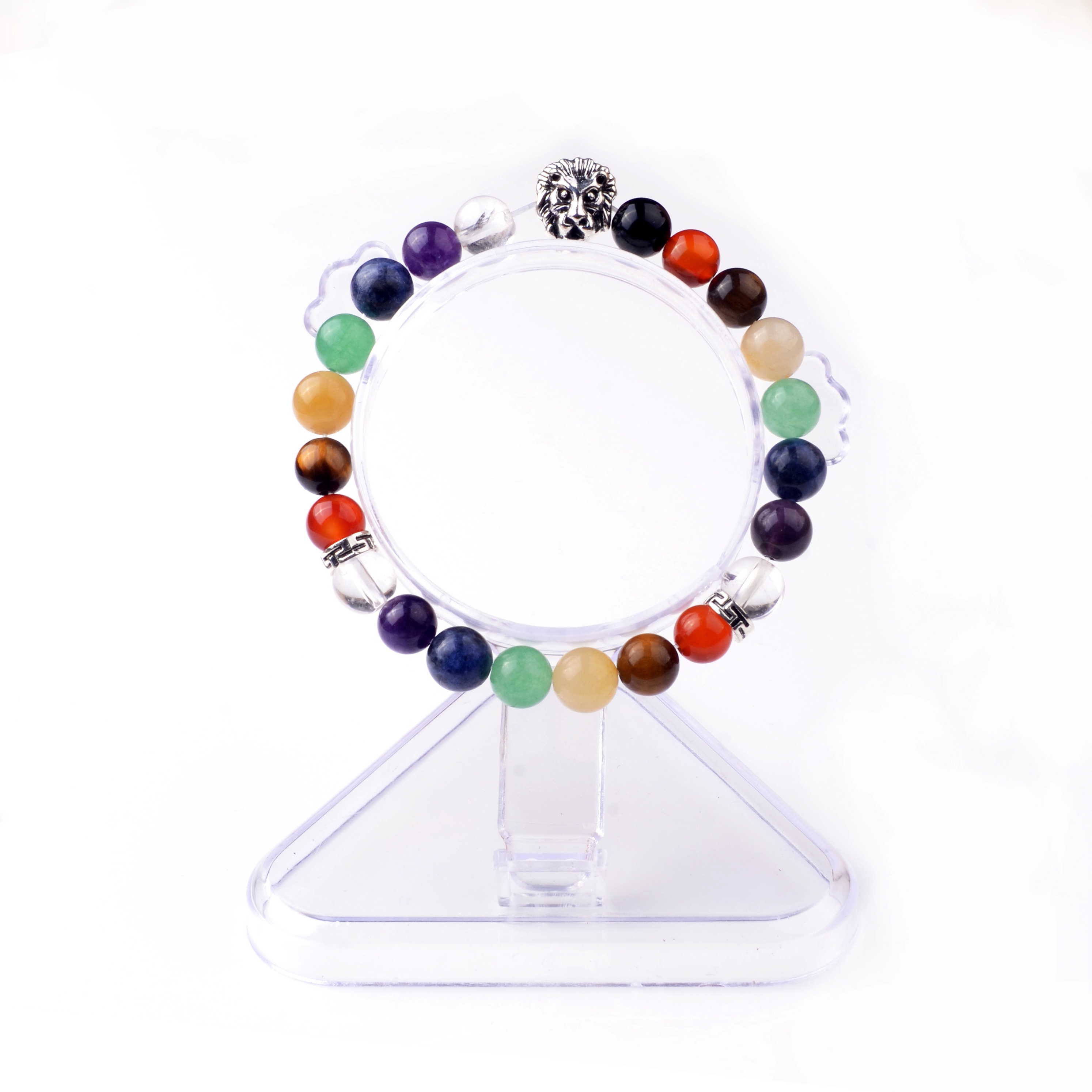 7 jewel chakra lion head gemstone bracelet men and women healing treatment yoga bracelet