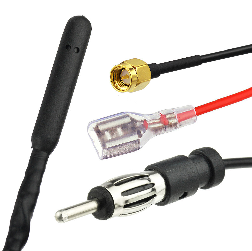 Superbat Car Antenna for DAB DAB AMFM Radio Builtin Amplifier SMA Male Connector Universal Roof Mount Rod Antenna 5m Cable T200