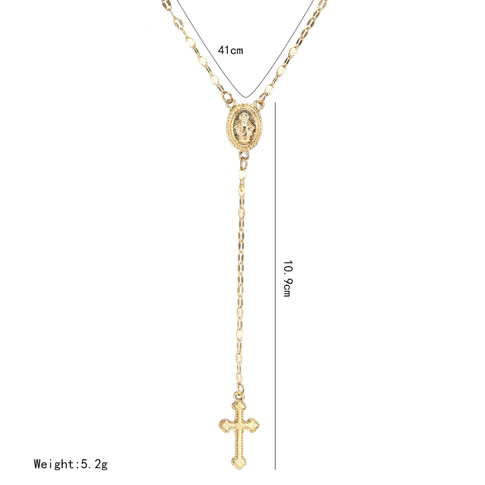 Vintage Cross Chain Necklace Christian Cross Bohemia Religious Rosary Pendant Necklace for Women Charm Jewelry Gold Pendant Necklaces