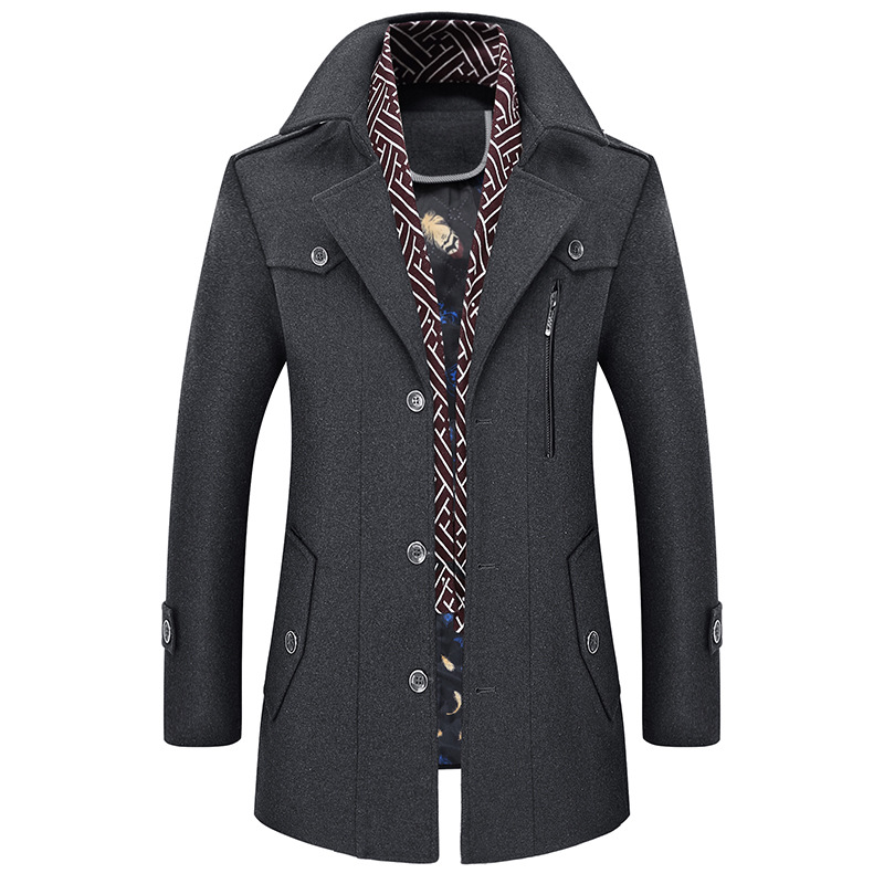 2019 Thick Warm Excellent Quality Palto Uzun Erkek Turn Down Collar with Detachable Scarf Overcoat Men Wool, Dark grey
2019 Thick Warm Excellent Quality Palto Uzun Erkek Turn Down Collar with Detachable Scarf Overcoat Men Wool, Dark grey