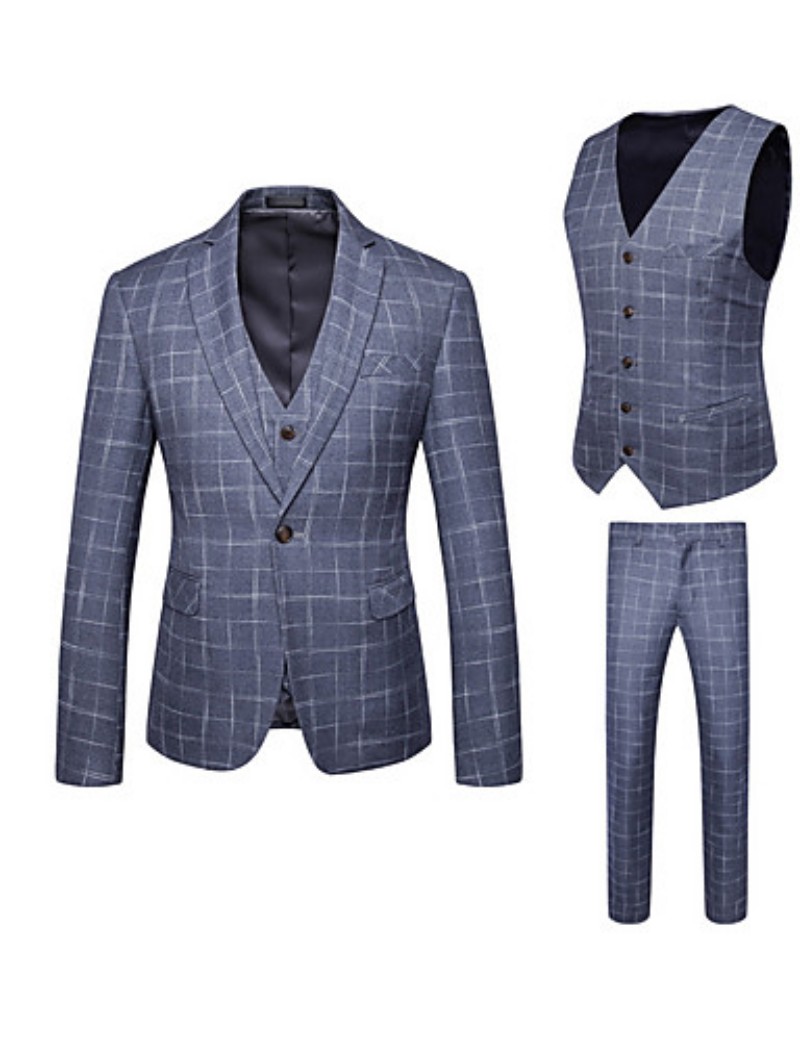 2019 Black Check Suits Men Fashion Wedding Tuxedos 3 Pieces (Jacket+Vest+Pants) Formal Business Custom Made Blazer