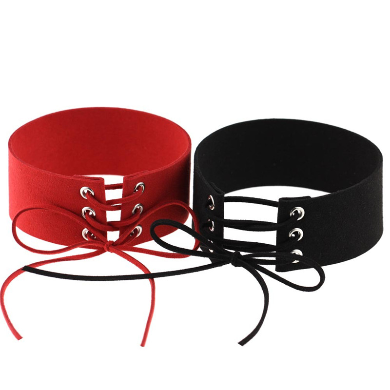 solid color Flannelet Lace up Tattoo Choker Necklace Collar women necklace fashion jewelry will and sandy gift261s