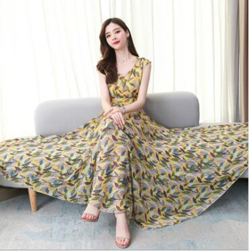 Wholesale women's spring and summer new waist slimming sleeveless knee long mid-length beach chiffon dress, Pink
Wholesale women's spring and summer new waist slimming sleeveless knee long mid-length beach chiffon dress, Pink