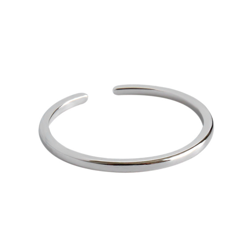 New Simple Authentic 925 Sterling Silver Open Size Rings For Women Smooth Plain Adjustable Ring Fine Jewelry