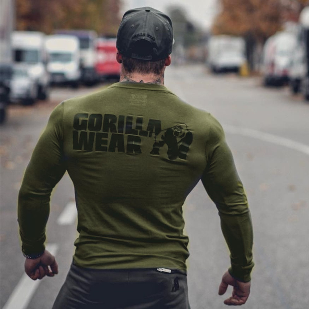 Casual Long sleeve Cotton T-shirt Men Gym Fitness Bodybuilding Workout Skinny t shirt Male Print Tee Tops Sporty Clothing T200219