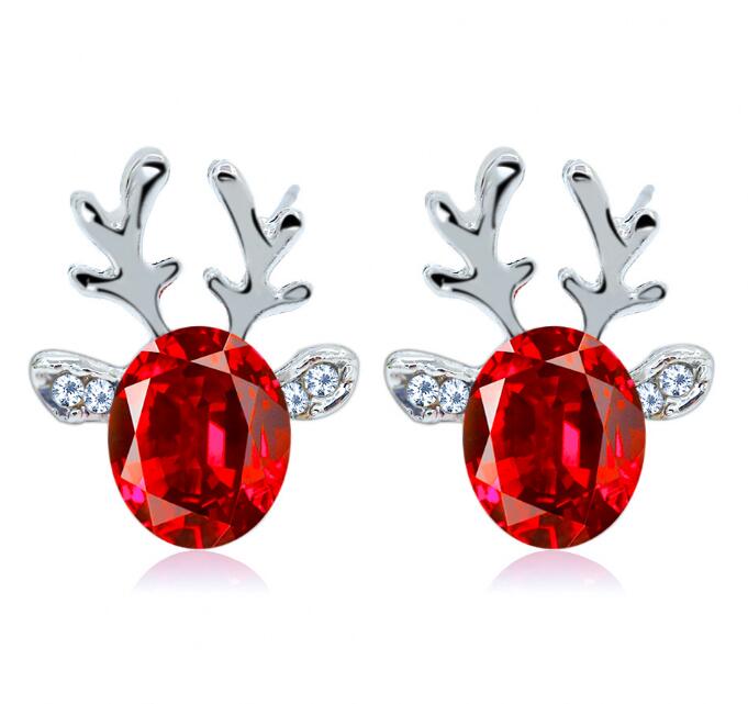Women Xmas Gift Elegant Jewelry Christmas Pearl Deer Earrings Reindeer Ear Stud GB1353