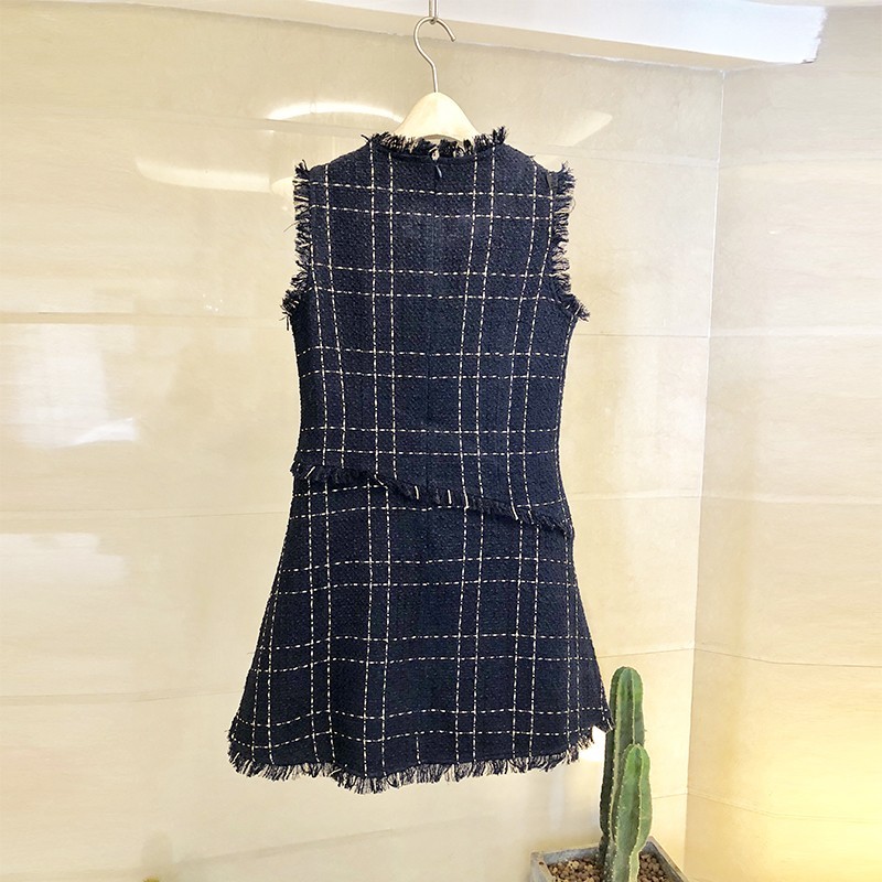 Spring Autumn Ladies Bow Tassel Plaid Tweed Vest Fashion Sleeveless Slim Womens A-Line Short Dresses Party Wear Clothes, Black
Spring Autumn Ladies Bow Tassel Plaid Tweed Vest Fashion Sleeveless Slim Womens A-Line Short Dresses Party Wear Clothes, Black
