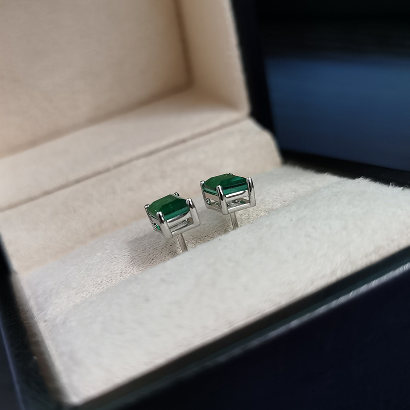 PANSYSEN Vintage Solid 925 Sterling Silver Emerald Gemstone Stud Earrings for Women Anniversary Party Gift Christmas Earrings CX200628