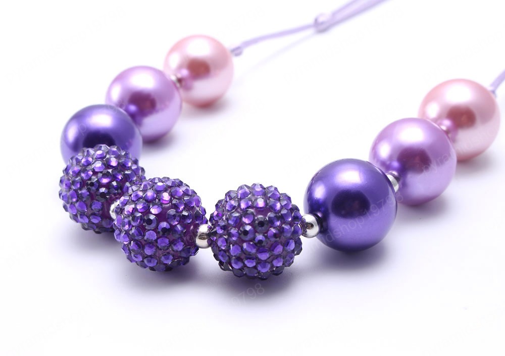 Newest Fashion Pearl Beads Kids Chunky Necklace Adjusted Rope Bubblegum Chunky Beaded Necklace Girls Children Jewelry
