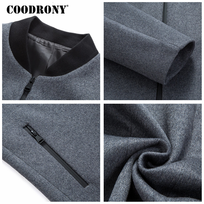 COODRONY Men Coat Winter Thick Warm Wool Coat Men Clothes 2019 Slim Fit Coat Mandarin Collar Jacket Mens Overcoat Mens Coats C03 CJ191210