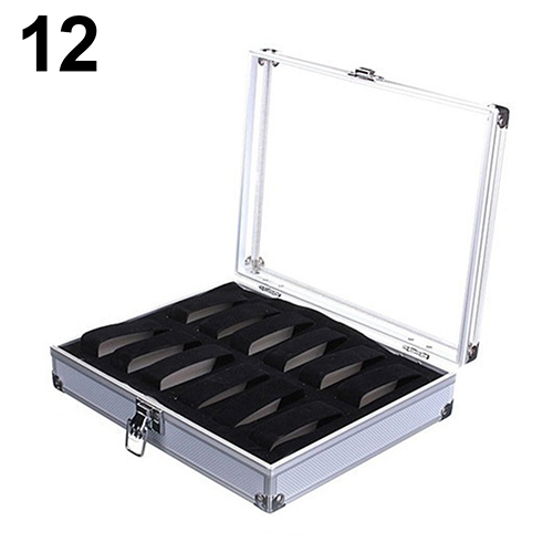 612 Grid Slots watch box convenient light watch winder Jewelry Wrist Watches Case Holder Display Storage Box Aluminium organize