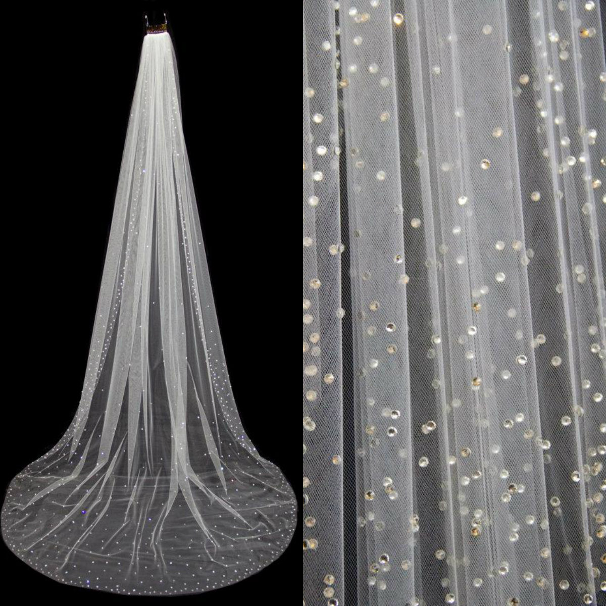 2019 Shining Gorgeous Beads Diamonds One Layer Chapel Train With Comb Crystal Bridal Veils Wedding Accessories, Black
2019 Shining Gorgeous Beads Diamonds One Layer Chapel Train With Comb Crystal Bridal Veils Wedding Accessories, Black
