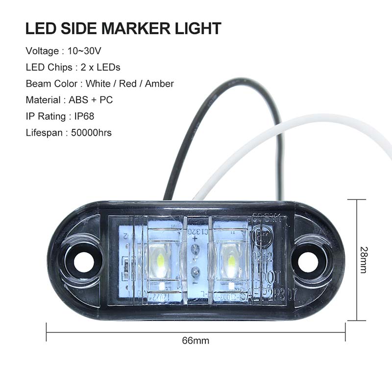 LED Indicator Light Truck Side Marker Lamp 12-24V Waterproof for Lorry Truck Trailer Brake Warning Light