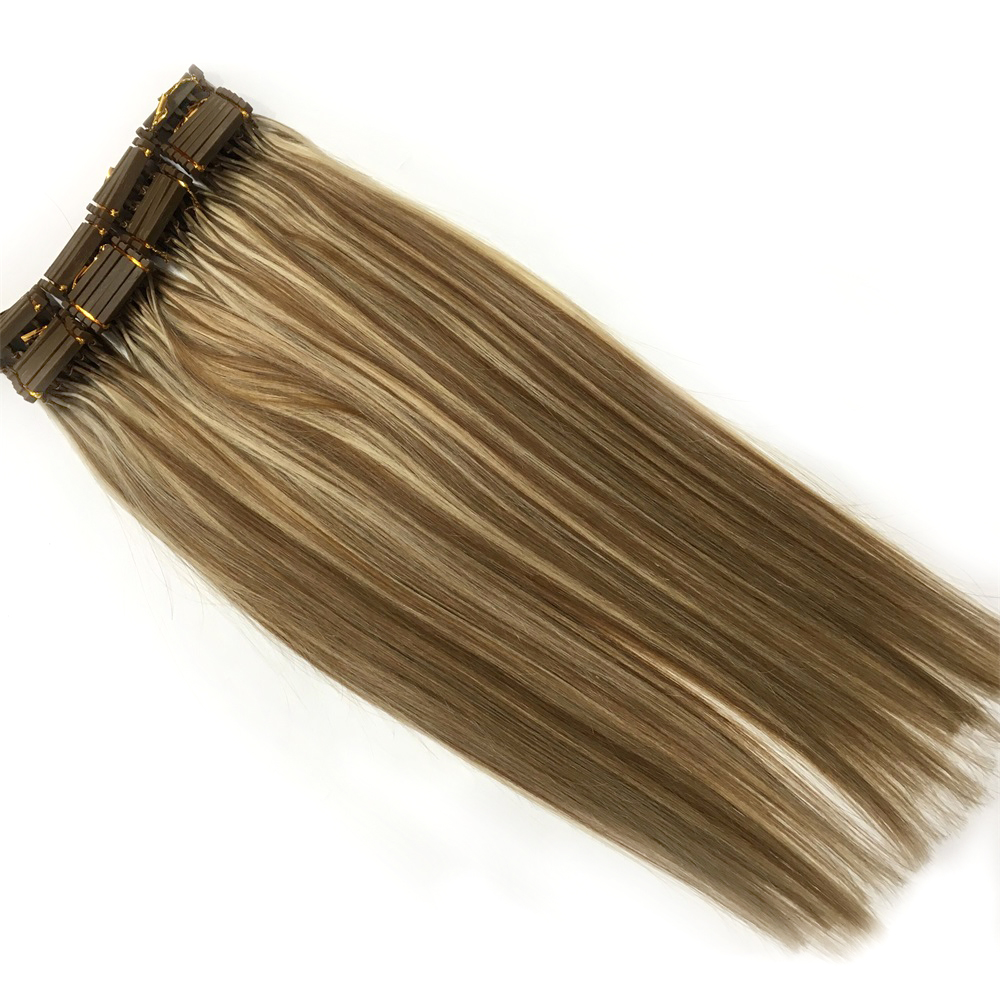 2019 New Products Hair Second Customized Color Available 6D Human Hair Extensions P6/613# Highlight 50grams/bag Can Be Styled With Iron