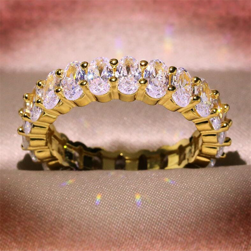 Victoria Wieck 2020 New Arrival Fashion Jewelry 925 Sterling Silver&Gold Fill Oval Cut White Sapphire CZ Diamond Stack Women Wedding Ring