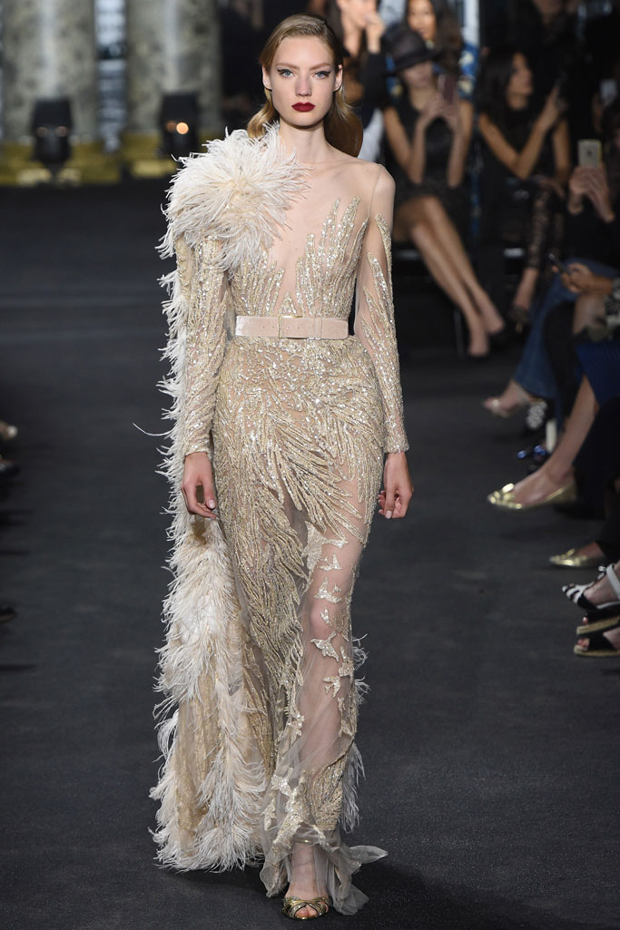 2020 Luxury Feather Evening Dresses Jewel Neck Beads Long Sleeve Mermaid Prom Dresses Lace Appliques Formal Party Second Reception Gowns