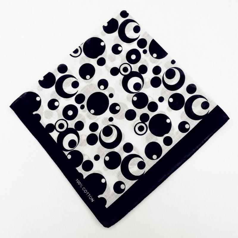 12PCS 54 * 54CM Pure Cotton Black and White Square Handkerchief Riding Outdoor Headscarf
